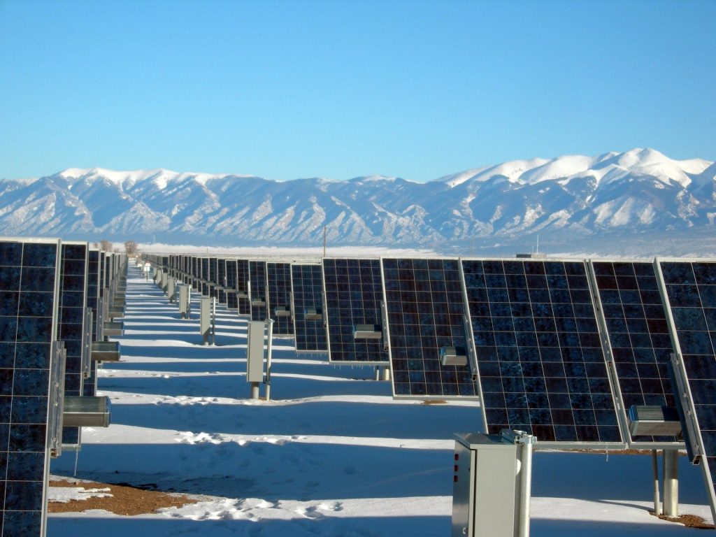 solar panels in winter