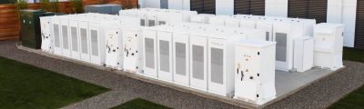 A Tesla commercial battery storage installation for a business client