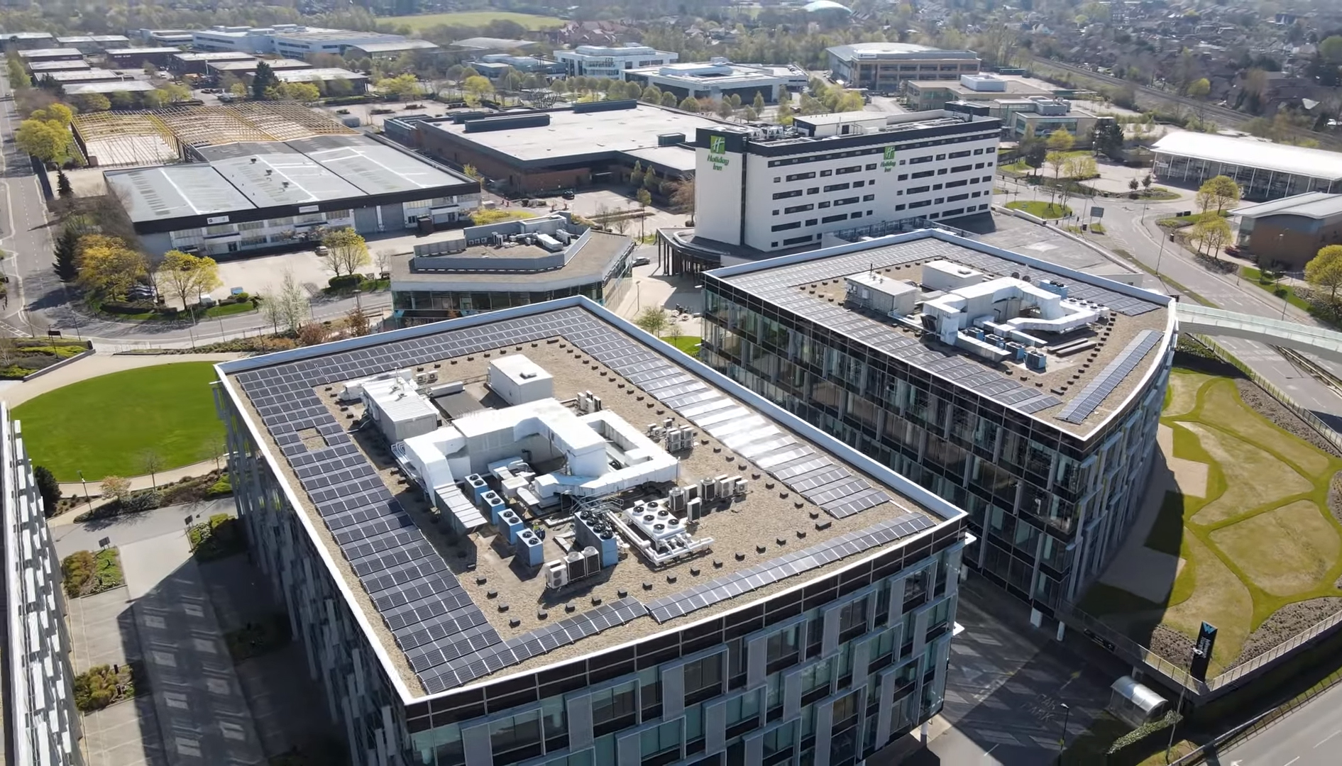 solar panels on an office building