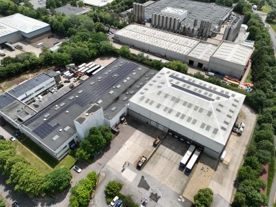 Rhenus solar PV installation generating electricity front view